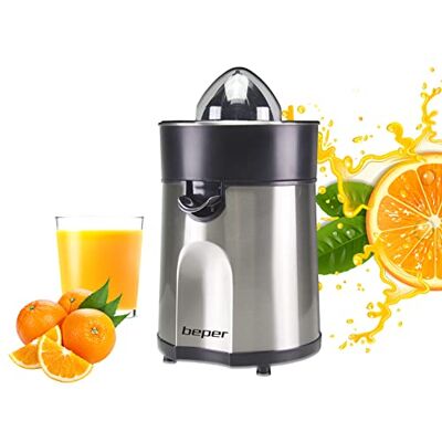 BEPER P102EST001 Elektrische citruspers van staal, citruspers voor sinaasappels en citroenen, filter van staal BEPER P102EST001 Elektrische citruspers van staal, citruspers voor sinaasappels en citroenen, filter van staal
