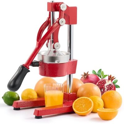 CO-Z Handmatige citruspers, professioneel, stil, roestvrij staal, geschikt voor levensmiddelen, molen, sap, sinaasappel, citroen, appels, fruit, rood CO-Z Handmatige citruspers, professioneel, stil, roestvrij staal, geschikt voor levensmiddelen, molen, sap, sinaasappel, citroen, appels, fruit, rood