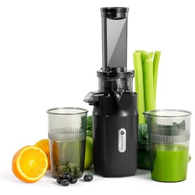 Ventray Ginnie Slow Juicer Sapcentrifuge, zachte druk, 60 omwentelingen, koude pers, omgekeerde kauwfunctie, sapcentrifuge voor groenten en fruit, BPA-vrij, gemakkelijk te reinigen, zwart Ventray Ginnie Slow Juicer Sapcentrifuge, zachte druk, 60 omwentelingen, koude pers, omgekeerde kauwfunctie, sapcentrifuge voor groenten en fruit, BPA-vrij, gemakkelijk te reinigen, zwart