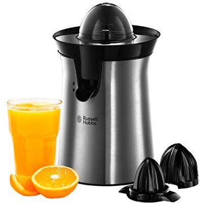 Russell Hobbs Classic Elektrische citruspers (automatisch) 22760-56, geborsteld roestvrij staal (eenvoudig en snel, 2 draairichtingen, 2 verwisselbare kegels, BPA-vrij, vaatwasmachinebestendig, Russell Hobbs Classic Elektrische citruspers (automatisch) 22760-56, geborsteld roestvrij staal (eenvoudig en snel, 2 draairichtingen, 2 verwisselbare kegels, BPA-vrij, vaatwasmachinebestendig,