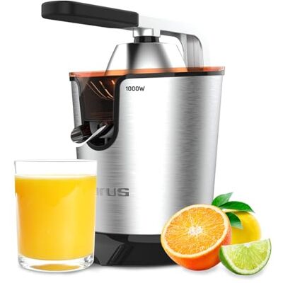 Taurus Citruspers met hendel, 1000 W, druppelbescherming, universele citruskegel, verstelbaar vruchtvleesfilter, container 650 ml, BPA-vrij, antislip, vaatwasmachinebestendig Taurus Citruspers met hendel, 1000 W, druppelbescherming, universele citruskegel, verstelbaar vruchtvleesfilter, container 650 ml, BPA-vrij, antislip, vaatwasmachinebestendig