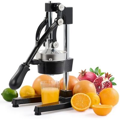 CO-Z Handmatige citruspers, professioneel, stil, roestvrij staal, geschikt voor levensmiddelen, molen, sap, sinaasappel, citroen, appels, fruit, zwart CO-Z Handmatige citruspers, professioneel, stil, roestvrij staal, geschikt voor levensmiddelen, molen, sap, sinaasappel, citroen, appels, fruit, zwart