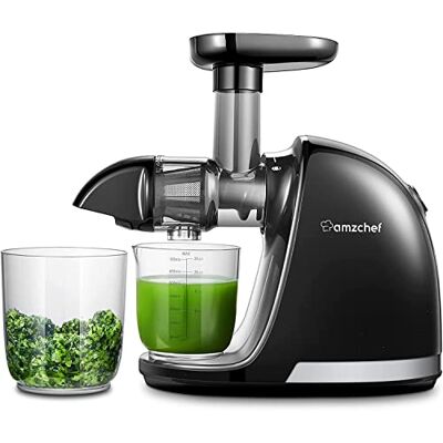 AMZCHEF Sapmachine, sapmachine voor groenten en fruit, koude BPA-vrije citruspers met 2 kopjes en borstel, omgekeerde pletfunctie ter voorkoming van verstoppingen, mat zwart. AMZCHEF Sapmachine, sapmachine voor groenten en fruit, koude BPA-vrije citruspers met 2 kopjes en borstel, omgekeerde pletfunctie ter voorkoming van verstoppingen, mat zwart.