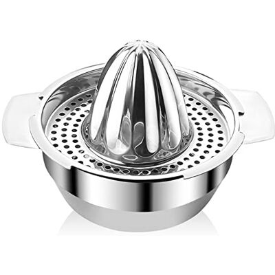 Avesteir Citroenpers van roestvrij staal, diameter 13,6 cm, handmatige citruspers met 300 ml container, krachtig en robuust, vaatwasmachinebestendig, sapcentrifuge voor citroen, oranje Avesteir Citroenpers van roestvrij staal, diameter 13,6 cm, handmatige citruspers met 300 ml container, krachtig en robuust, vaatwasmachinebestendig, sapcentrifuge voor citroen, oranje