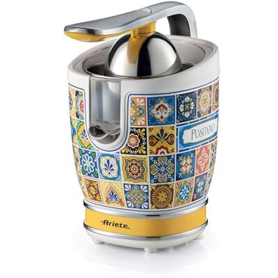 Ariete Positano 413 Elektrische citruspers met professionele hendel, 2 kegels voor grote en kleine vruchten, druppelvrije uitloop, stille motor, professionele citruspers, metalen behuizing Ariete Positano 413 Elektrische citruspers met professionele hendel, 2 kegels voor grote en kleine vruchten, druppelvrije uitloop, stille motor, professionele citruspers, metalen behuizing