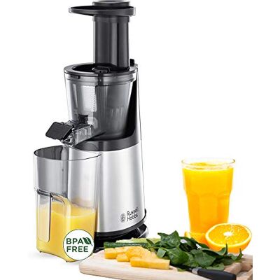 Russell Hobbs Slow Juicer 25170-56 Professionele sapcentrifuge voor fruit, groenten en kruiden van roestvrij staal (3 zeven: fijn, grof en bevroren fruit, met terugloopfunctie, BPA-vrij, Russell Hobbs Slow Juicer 25170-56 Professionele sapcentrifuge voor fruit, groenten en kruiden van roestvrij staal (3 zeven: fijn, grof en bevroren fruit, met terugloopfunctie, BPA-vrij,