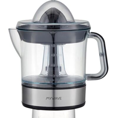 MY WAVE Elektrische citruspers zonder hendel Snelle sapcentrifuge Vermogen: 40 W Inhoud 0,7 l Handgreep om vast te houden Roestvrijstalen behuizing Kunststof kegel MY WAVE Elektrische citruspers zonder hendel Snelle sapcentrifuge Vermogen: 40 W Inhoud 0,7 l Handgreep om vast te houden Roestvrijstalen behuizing Kunststof kegel