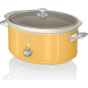 Swan Retro SF17031YELNEU Slowcooker, afneembare kookcontainer, 6,5 l, Slow Cooker, keramiek met antiaanbaklaag, zonder PFOA en PTFE, 3 temperatuurniveaus, vintage design, geel, 320 W Swan Retro SF17031YELNEU Slowcooker, afneembare kookcontainer, 6,5 l, Slow Cooker, keramiek met antiaanbaklaag, zonder PFOA en PTFE, 3 temperatuurniveaus, vintage design, geel, 320 W