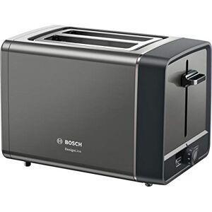 Bosch DesignLine TAT5P425DE Compacte broodrooster van roestvrij staal met automatische uitschakeling, ontdooifunctie, perfect voor 2 sneetjes toast, lift-functie, groot, 970 W, grijs Bosch DesignLine TAT5P425DE Compacte broodrooster van roestvrij staal met automatische uitschakeling, ontdooifunctie, perfect voor 2 sneetjes toast, lift-functie, groot, 970 W, grijs