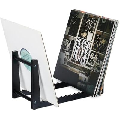 Relaxdays LP bamboe houder, 12 inkepingen voor 50 LP, HBD 19,5 x 35 x 17 cm, vinyl opbergsysteem, plaathouder, zwart Relaxdays LP bamboe houder, 12 inkepingen voor 50 LP, HBD 19,5 x 35 x 17 cm, vinyl opbergsysteem, plaathouder, zwart