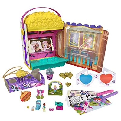 Polly Pocket GVC96, Un-Boxen Speelset Popcorndoos met Bioscoopavontuur, 20 Accessoires Inclusief 2 Micropoppen en 3 Minisnacks, Cadeau voor kinderen vanaf 4 Jaar Polly Pocket GVC96, Un-Boxen Speelset Popcorndoos met Bioscoopavontuur, 20 Accessoires Inclusief 2 Micropoppen en 3 Minisnacks, Cadeau voor kinderen vanaf 4 Jaar