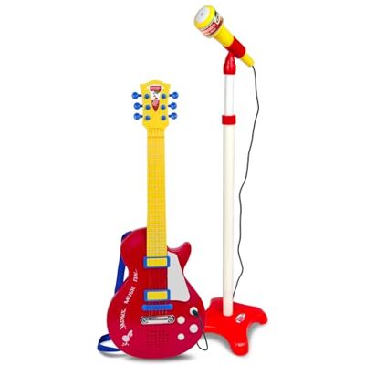 Bontempi ElectroGroove met Microfoon Elektronische Rock Gitaar voor krachtige trillingen en innovatieve ritmes, rood en geel, 225 x 225 x 1120 mm Bontempi ElectroGroove met Microfoon Elektronische Rock Gitaar voor krachtige trillingen en innovatieve ritmes, rood en geel, 225 x 225 x 1120 mm