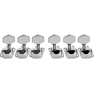 Musiclily Basic R15A Mechanische 3x3 Semi-Verzegeld 15:1 Tuners Chrome Grote zeshoekige knop, voor elektrische gitaar of akoestische folk Musiclily Basic R15A Mechanische 3x3 Semi-Verzegeld 15:1 Tuners Chrome Grote zeshoekige knop, voor elektrische gitaar of akoestische folk