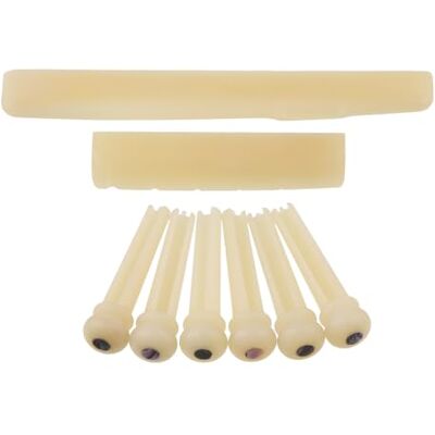 LYWSMSK Ecru akoestische gitaar 6-pins ezel botten sillet en cachet met parelmoer schaal compatibel met YMH FG akoestische gitaar LYWSMSK Ecru akoestische gitaar 6-pins ezel botten sillet en cachet met parelmoer schaal compatibel met YMH FG akoestische gitaar