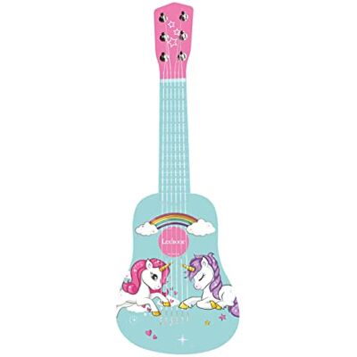 Lexibook , Eenhoorn, mijn eerste akoestische gitaar van hout, 6 nylon snaren, 53 cm, inclusief leergids, roze/blauw, K205UNI 53 cm gitaar, 6 snaren, inclusief leergids, roze/blauw Lexibook , Eenhoorn, mijn eerste akoestische gitaar van hout, 6 nylon snaren, 53 cm, inclusief leergids, roze/blauw, K205UNI 53 cm gitaar, 6 snaren, inclusief leergids, roze/blauw