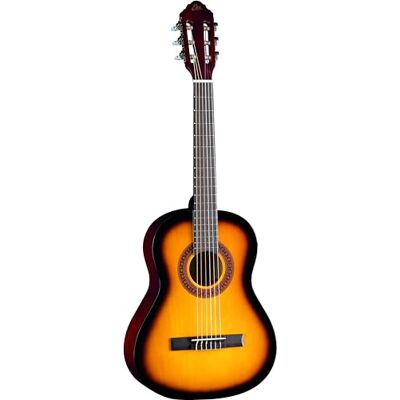 EKO GUITARS CS-5 SUNBURST Klassieke gitaar Studio-serie 3/4 schaal, Agathis top, gelamineerde linden strips en bodem, mahonie handvat en berkentoetsenbord, etui inbegrepen, kleur Sunburst EKO GUITARS CS-5 SUNBURST Klassieke gitaar Studio-serie 3/4 schaal, Agathis top, gelamineerde linden strips en bodem, mahonie handvat en berkentoetsenbord, etui inbegrepen, kleur Sunburst