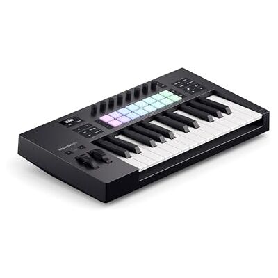 Novation Launchkey 25 MK4 USB MIDI Master Keyboard USB, 25 synth-toetsen, 16 snelheids-gevoelige pads, pitch/mod-wielen, OLED-display, schaal- en chord-modi, MIDI Novation Launchkey 25 MK4 USB MIDI Master Keyboard USB, 25 synth-toetsen, 16 snelheids-gevoelige pads, pitch/mod-wielen, OLED-display, schaal- en chord-modi, MIDI