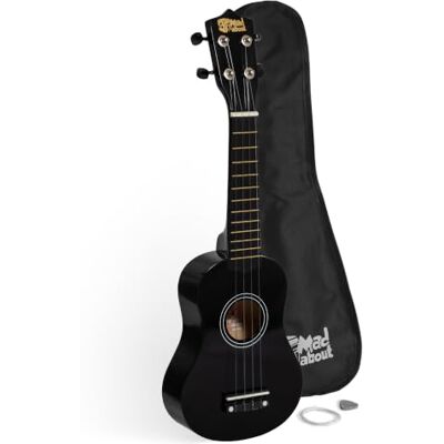 Mad About SU8 Sopraan Ukulele met gratis gigbag, pick en reservesnaren geweldig voor scholen en beginners, nu met Carbon Black Strings voor verbeterde Tuning zwart Comprend housse, médiator et cordes de rechange, avec cordes en fluorocarbone pour un mei Mad About SU8 Sopraan Ukulele met gratis gigbag, pick en reservesnaren geweldig voor scholen en beginners, nu met Carbon Black Strings voor verbeterde Tuning zwart Comprend housse, médiator et cordes de rechange, avec cordes en fluorocarbone pour un mei