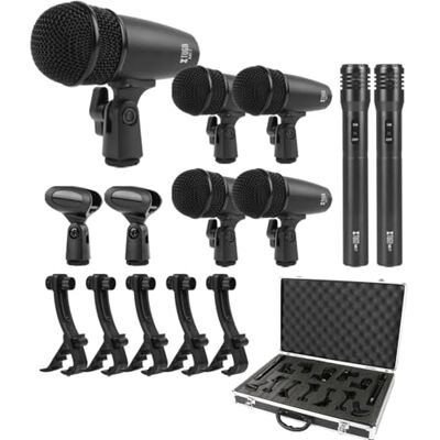 XTUGA MI7 7-delige bekabelde microfoon, grote trommelmicrofoon, condensator, voor percussie, spraak en andere instrumenten met klem, inzetstukken, microfoonhouder en aluminium behuizing XTUGA MI7 7-delige bekabelde microfoon, grote trommelmicrofoon, condensator, voor percussie, spraak en andere instrumenten met klem, inzetstukken, microfoonhouder en aluminium behuizing