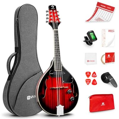 Vangoa AStyle Mandoline Muziekinstrument Mahonie Elektrische Mandoline 8 Snaren voor Beginners Rood Sunburst Vangoa AStyle Mandoline Muziekinstrument Mahonie Elektrische Mandoline 8 Snaren voor Beginners Rood Sunburst