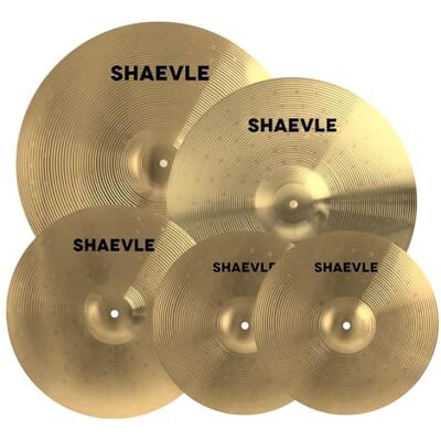 Shaevle 5 stuks legering bekken voor Golden Cymbales Drum Set Inclusief bekken van 14, 16, 18 en 20 inch, goudkleur Shaevle 5 stuks legering bekken voor Golden Cymbales Drum Set Inclusief bekken van 14, 16, 18 en 20 inch, goudkleur