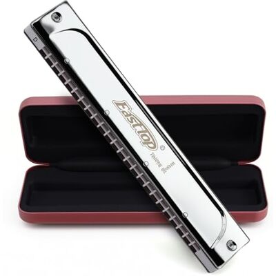 East top T2406S Professionele tremolo mondharmonica met 24 gaten voor volwassenen, professionele spelers en studenten East top T2406S Professionele tremolo mondharmonica met 24 gaten voor volwassenen, professionele spelers en studenten