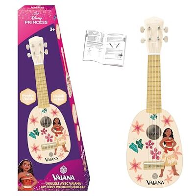 Lexibook , Vaiana ukelele van hout, K230VN 53 cm ukelele, 4 nylon snaren, inclusief leerhandleiding, blauw Lexibook , Vaiana ukelele van hout, K230VN 53 cm ukelele, 4 nylon snaren, inclusief leerhandleiding, blauw