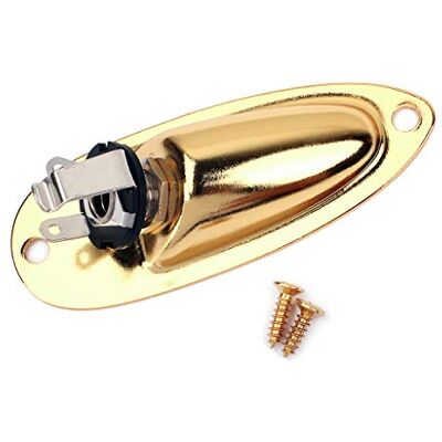 Alnicov Jack ingangsplaat met schroef voor Fender Strat gitaar Gold Alnicov Jack ingangsplaat met schroef voor Fender Strat gitaar Gold