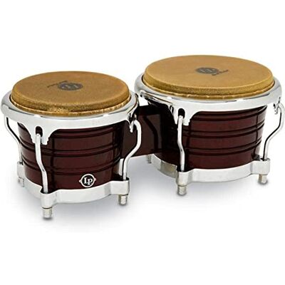 Latin Percussion Generation II houtbongos, 7 1/4 + 8 5/8 inch, verchroomd/bruin Latin Percussion Generation II houtbongos, 7 1/4 + 8 5/8 inch, verchroomd/bruin