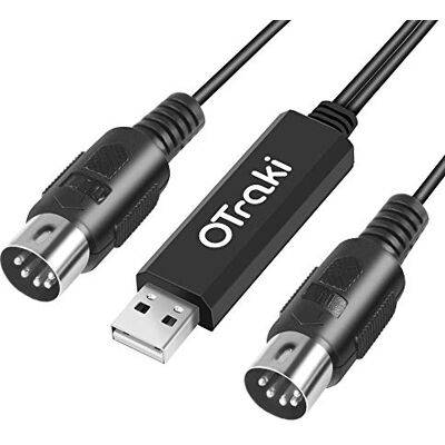 OTraki Midi USB Kabel Interface Converter, 5-pins In Out Midi naar USB Adapter Controller met Indicatielampje voor Muziek Toetsenbord Piano op Mac Computer PC Windows Laptop (2 m) OTraki Midi USB Kabel Interface Converter, 5-pins In Out Midi naar USB Adapter Controller met Indicatielampje voor Muziek Toetsenbord Piano op Mac Computer PC Windows Laptop (2 m)