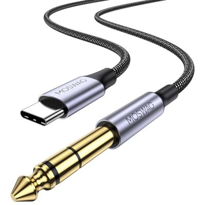 MOSWAG USB C naar 6,35 mm TRS stereo audiokabel, 2 m, type C stereo kabel naar 6,35 mm TRS AUX-aansluiting voor versterkers, thuisbioscoop, mixer, elektrische basgitaarversterker, MOSWAG USB C naar 6,35 mm TRS stereo audiokabel, 2 m, type C stereo kabel naar 6,35 mm TRS AUX-aansluiting voor versterkers, thuisbioscoop, mixer, elektrische basgitaarversterker,