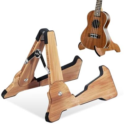 SUNOYA Opvouwbare houten gitaarstandaard met antislip rubber voor elektrische gitaar, akoestisch, bas, klassiek, ukelele SUNOYA Opvouwbare houten gitaarstandaard met antislip rubber voor elektrische gitaar, akoestisch, bas, klassiek, ukelele