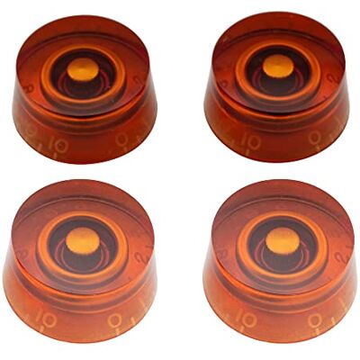 Musiclily Pro Inch Slim 24-Spline Imperial Potentiometer Knop Volume Controle Knopen voor USA Elektrische Gitaar Les Paul SG, Amber (Set van 4) Musiclily Pro Inch Slim 24-Spline Imperial Potentiometer Knop Volume Controle Knopen voor USA Elektrische Gitaar Les Paul SG, Amber (Set van 4)