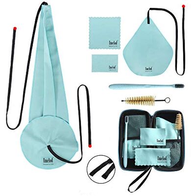 Imelod Saxofoonreinigingsset met etui voor tenorklarinet, fluit en andere wind- en blaasinstrumenten, inclusief reinigingsdoekje voor saxofoon (4-delig), borstel voor Imelod Saxofoonreinigingsset met etui voor tenorklarinet, fluit en andere wind- en blaasinstrumenten, inclusief reinigingsdoekje voor saxofoon (4-delig), borstel voor