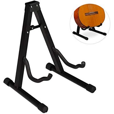Relaxdays Gitaarstandaard, akoestische en elektrische gitaar, opvouwbaar, schuimrubberen afdekking, rubberen voetjes, stabiel, 37 x 29 x 30 cm, zwart, 1 stuk Relaxdays Gitaarstandaard, akoestische en elektrische gitaar, opvouwbaar, schuimrubberen afdekking, rubberen voetjes, stabiel, 37 x 29 x 30 cm, zwart, 1 stuk
