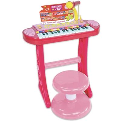 Bontempi MiniMaestro: Elektronisch speelgoed toetsenbord 31 toetsen Met microfoon en accessoires, roze, 450 x 430 x 610 mm Bontempi MiniMaestro: Elektronisch speelgoed toetsenbord 31 toetsen Met microfoon en accessoires, roze, 450 x 430 x 610 mm