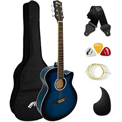 Tiger Akoestische gitaar voor beginners, blauw, volledige grootte Tiger Akoestische gitaar voor beginners, blauw, volledige grootte
