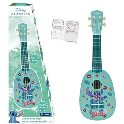 Lexibook , Disney Stitch, mijn eerste ukelele van hout, 4 nylon snaren, 53 cm, inclusief handleiding, blauw, K230DLXB Lexibook , Disney Stitch, mijn eerste ukelele van hout, 4 nylon snaren, 53 cm, inclusief handleiding, blauw, K230DLXB