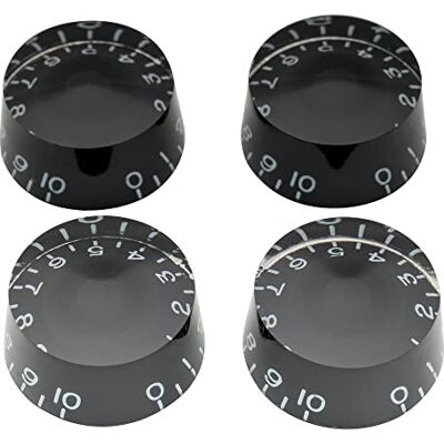 Musiclily Pro US Potentiometerknoppen, Speed Knobs, zwart, 4 stuks 24 fijne tanden, voor elektrische gitaar USA LP SG stijl Musiclily Pro US Potentiometerknoppen, Speed Knobs, zwart, 4 stuks 24 fijne tanden, voor elektrische gitaar USA LP SG stijl