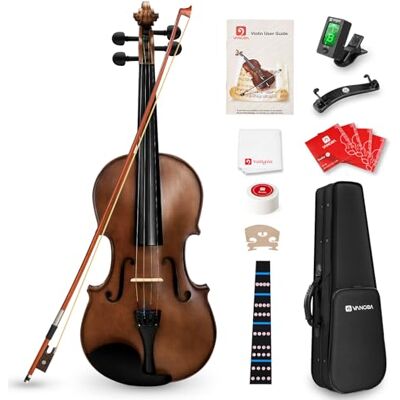 Vangoa Viool 4/4 akoestisch concertviool van hout met etui, schouderkussen, hars en touwen voor beginners volwassenen of kinderen Vangoa Viool 4/4 akoestisch concertviool van hout met etui, schouderkussen, hars en touwen voor beginners volwassenen of kinderen