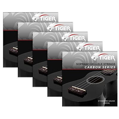 Tiger UAC14-CBN-5 snaren voor sopraan en concert ukelele, zwart, 5 stuks Lot de 5 jeux de cordes noires compatibles avec ukulélés soprano et concert, offrant une sonorité claire. Tiger UAC14-CBN-5 snaren voor sopraan en concert ukelele, zwart, 5 stuks Lot de 5 jeux de cordes noires compatibles avec ukulélés soprano et concert, offrant une sonorité claire.
