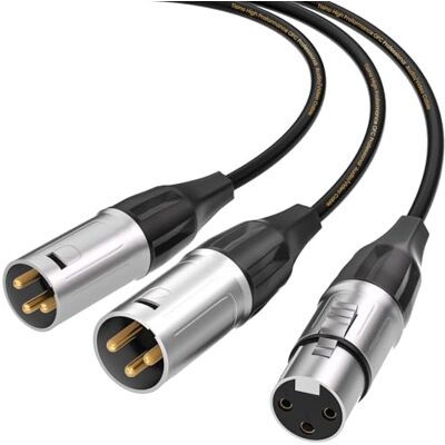 Tisino XLR gebalanceerde splitterkabel, 1 bus naar 2 XLR mannelijk, 1,5 m XLR vrouwelijk naar dubbel mannelijk symmetrisch splitter kabel voor studio-opnamemixer, verguld, 1,5 m Tisino XLR gebalanceerde splitterkabel, 1 bus naar 2 XLR mannelijk, 1,5 m XLR vrouwelijk naar dubbel mannelijk symmetrisch splitter kabel voor studio-opnamemixer, verguld, 1,5 m