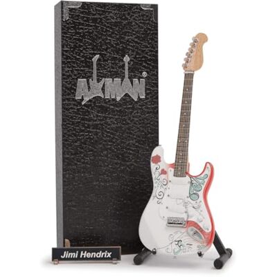 AXMAN Jimi Hendrix: Monterey, miniatuur gitaarreplica, muziekgeschenken, handgemaakte sierschaal ¼ inclusief presentatiedoos, naamplaatje en gitaarstandaard AXMAN Jimi Hendrix: Monterey, miniatuur gitaarreplica, muziekgeschenken, handgemaakte sierschaal ¼ inclusief presentatiedoos, naamplaatje en gitaarstandaard