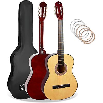 3rd Avenue 3/4 formaat klassieke Spaanse gitaar voor kinderen, beginnerspakket, met nylon snaren 6 maanden GRATIS lessen, tas, snaren, digitaal stemapparaat naturel 3rd Avenue 3/4 formaat klassieke Spaanse gitaar voor kinderen, beginnerspakket, met nylon snaren 6 maanden GRATIS lessen, tas, snaren, digitaal stemapparaat naturel