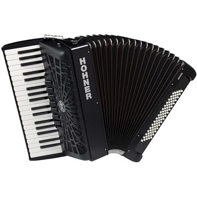 Hohner Accordeon Bravo Line Facelift III chromatische piano met opbergtas, 80 bas, zwart Hohner Accordeon Bravo Line Facelift III chromatische piano met opbergtas, 80 bas, zwart