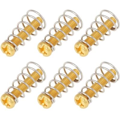 VGOL 6 stuks microfoonmontageschroeven met veren 3-32 x 5/8 compatibel met Fender Stratocaster goud VGOL 6 stuks microfoonmontageschroeven met veren 3-32 x 5/8 compatibel met Fender Stratocaster goud