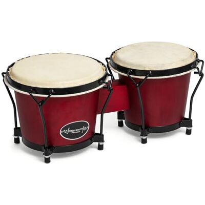 World Rhythm BON7-RD Beginner bongo's 6" en 7" eiken Bordeaux eiken bongo's, maten 15,2 cm en 17,8 cm, ideaal voor beginners en het leren van percussie. World Rhythm BON7-RD Beginner bongo's 6" en 7" eiken Bordeaux eiken bongo's, maten 15,2 cm en 17,8 cm, ideaal voor beginners en het leren van percussie.