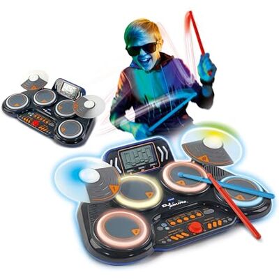 VTech Kidi DJ Drums, elektronische drums voor kinderen met lichtpads, muziekspellen, Bluetooth-modus en geïntegreerde microfoon, inclusief drumsticks, Italiaanse taal, batterijen inbegrepen, 6 jaar VTech Kidi DJ Drums, elektronische drums voor kinderen met lichtpads, muziekspellen, Bluetooth-modus en geïntegreerde microfoon, inclusief drumsticks, Italiaanse taal, batterijen inbegrepen, 6 jaar