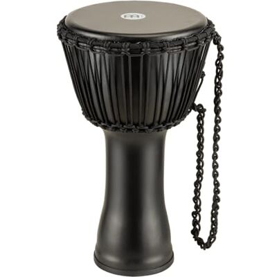 Meinl Percussion HDJ3-L) Rope Tuned Headliner Black River Series Wood Djembe Drum met geitenvacht voor kinderen en volwassenen Meinl Percussion HDJ3-L) Rope Tuned Headliner Black River Series Wood Djembe Drum met geitenvacht voor kinderen en volwassenen