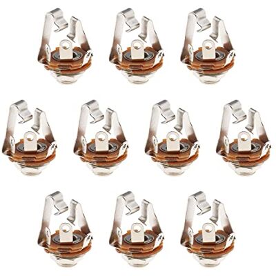 OTOTEC 10 stuks 6,35 mm TRS stereo jackplug met sluitring en soldeermoer voor elektrische audiogitaren, luidsprekers, voetschakelaar, Fender OTOTEC 10 stuks 6,35 mm TRS stereo jackplug met sluitring en soldeermoer voor elektrische audiogitaren, luidsprekers, voetschakelaar, Fender